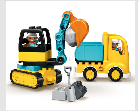Met de LEGO DUPLO Truck en Graafmachine met Rupsbanden Logo